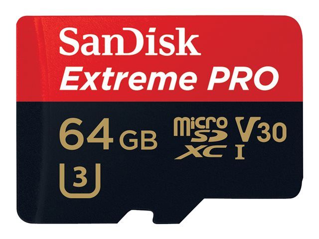SanDisk Extreme Pro Carte mémoire flash adaptateur microSDXC vers SD inclus e Video Class V30 / UHS I U3 microSDXC UHS I