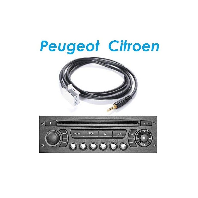 Cable jack auxiliaire mp3 audio autoradio peugeot 308 - skyexpert