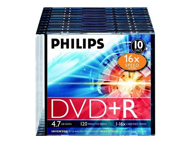 Philips DR4S6S10F 10 x DVD+R 4.7 Go 120 minutes 16x boîtier CD étroit