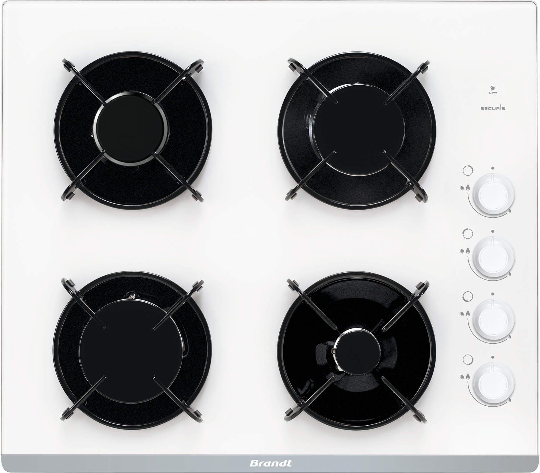 BRANDT Table de cuisson 4 foyers gaz verre trempé BPG6413W - vue 3