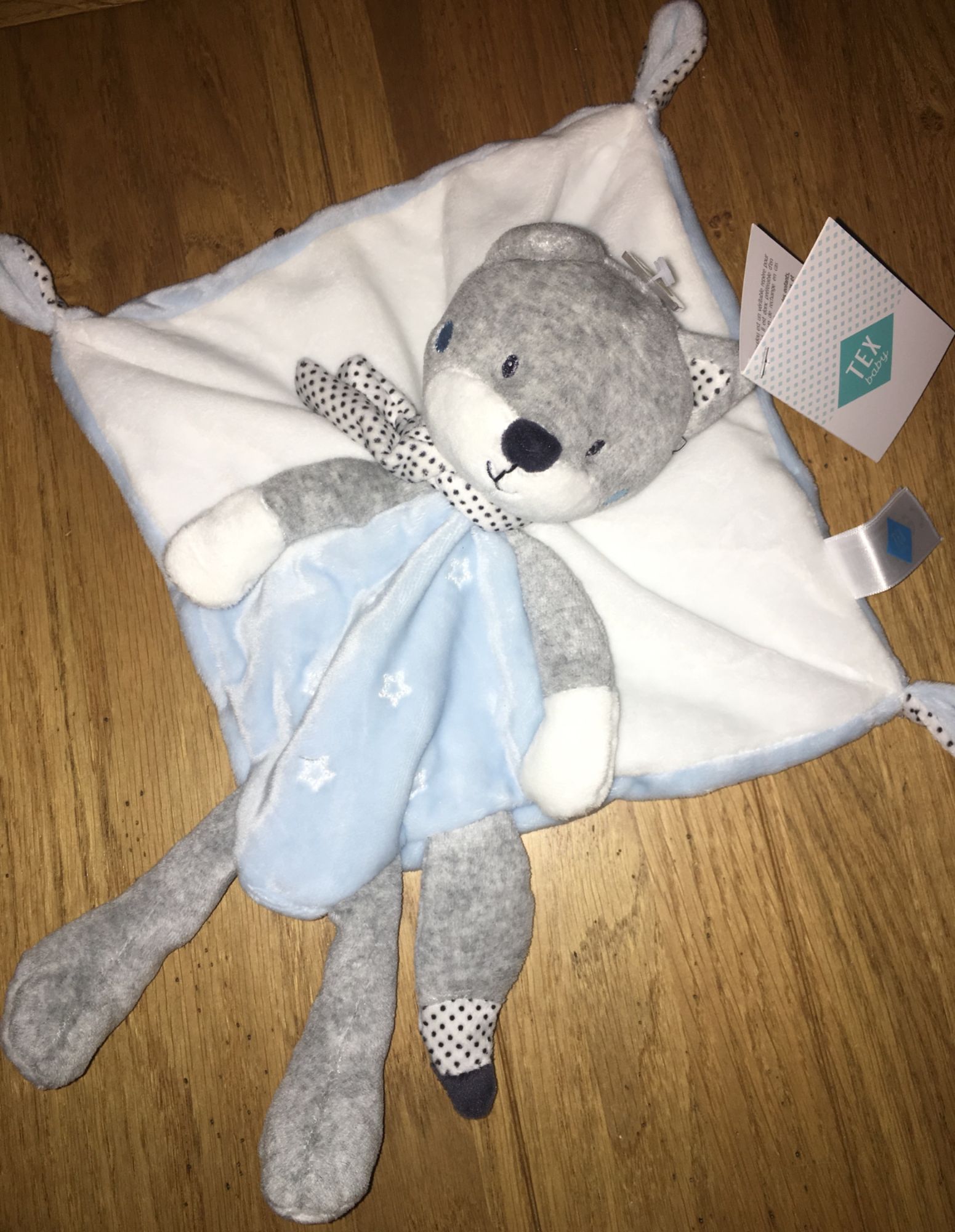 Doudou Chien Renard Tex Baby Plat Gris Blanc Bleu Etoiles Peluche Naissance Les Prix D Occasion Ou Neuf