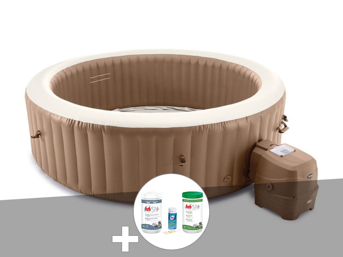 Kit spa gonflable Intex PureSpa Sahara rond Bulles 8 places + Kit de traitement au brome