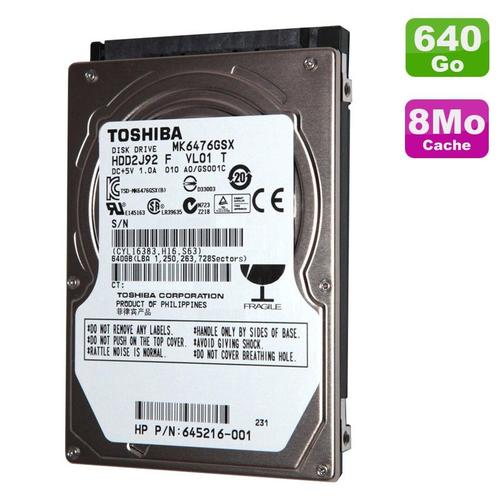 Disque Dur Interne Toshiba Disque Dur 640Go Sata 2.5" Toshiba Mk6476Gsx Pc Portable 8Mo