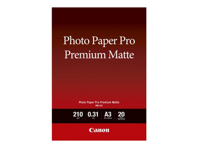 Canon Pro Premium PM 101 Papier photo lisse 310 micromètres A3 297 x 420 mm 210 gm² 20 feuille pour PIXMA PRO 1 PRO 10 PRO 100