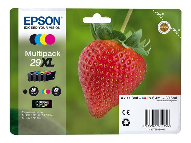 Epson 29XL Multipack (Fraise) - Pack de 4 cartouches d'encre haute capacité - noir, jaune, cyan, magenta