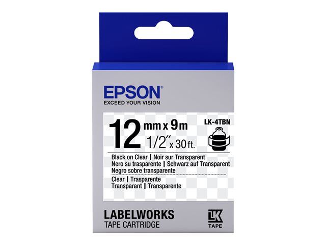 Epson LabelWorks LK 4TBN Bande d'étiquettes sur Rouleau 1 2 cm x 9 1 rouleau x pour LabelWorks LW 1000 LW 300 LW 400 LW 600 LW 700 LW 900 LW K400 LW Z700...