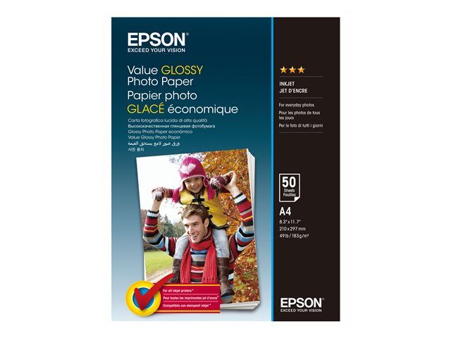 Epson Value A4 210 x 297 mm 183 gm² 50 feuille papier photo pour Epson L382 L386 L486 Expression Home HD XP 15000 Expression Premium XP 900