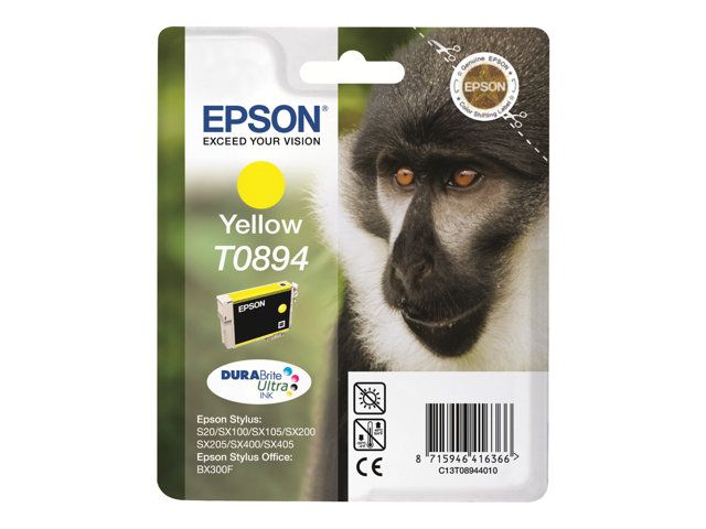 Epson T0894 - 3.5 ml - jaune - originale - cartouche d'encre - pour Stylus S21, SX100, SX105, SX115, SX200, SX215, SX400, SX405, SX415; Stylus Office BX300