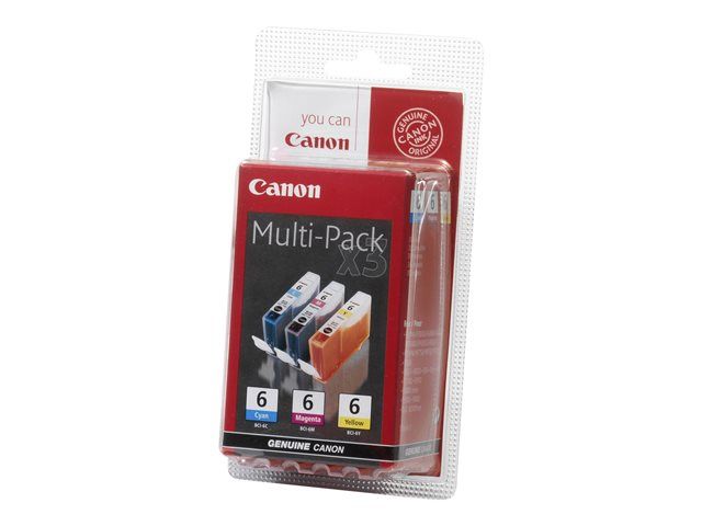 Canon BCI-6 Multipack - Pack de 3 - jaune, cyan, magenta - originale - blister - réservoir d'encre - pour BJ-S820; i990, 99XX; PIXMA IP3000, IP4000, iP5000, iP6000, iP8500, MP750, MP760, MP780