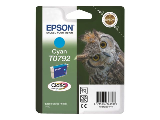 Epson T0792 11 ml cyan originale blister cartouche d'encre pour Stylus Photo 1500 P50 PX650 PX660 PX700 PX710 PX720 PX800 PX810 PX820 PX830