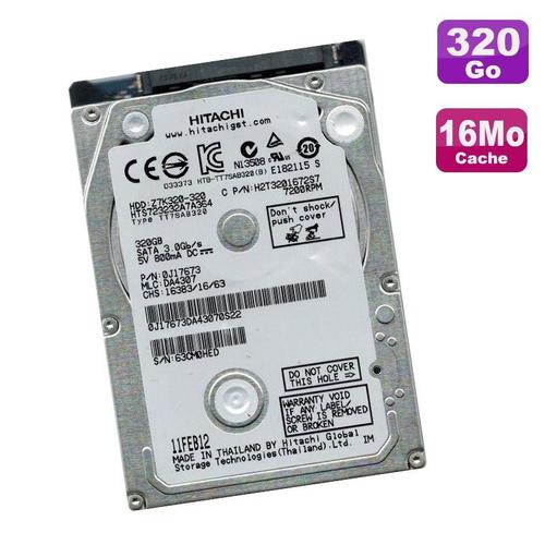 Disque Dur Pc Portable 320Go Sata 2.5" Hitachi Hts723232A7A364 7200Rpm 16Mo