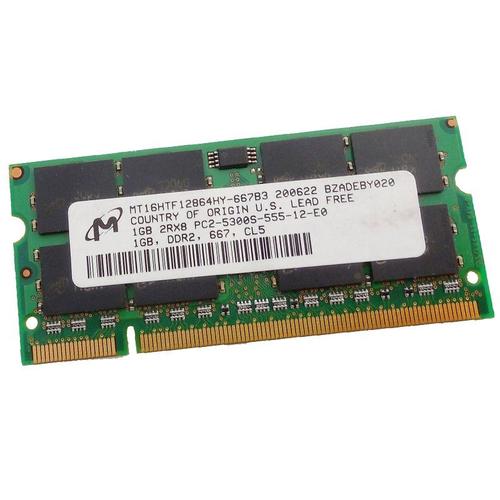 1Go Ram Pc Portable Sodimm Micron Mt16Htf12864Hy-667B3 Pc2-5300U Ddr2 667Mhz Cl5
