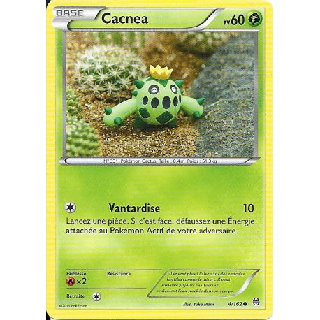 Carte Pokemon - Cacnea - Pv 60 - 4/162 - Commune - Vf