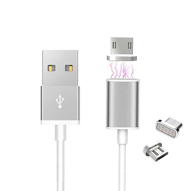 Cable USB Chargeur Magnétique Pour Android Argent