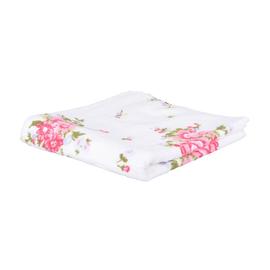 HOMESCAPES Carr/é /éponge Imprim/é Motif Floral 100/% Coton /égyptien 30 x 30 cm Blanc
