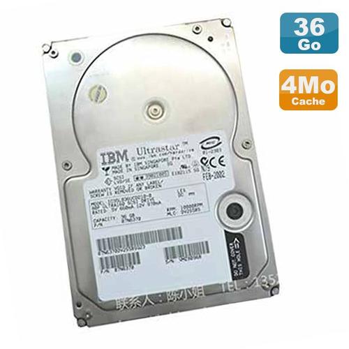 Disque Dur 36Go Ultra160 Scsi 3.5" Ibm Ultrastar Ic35L036Ucd210-0 80-Pin 10K 4Mo