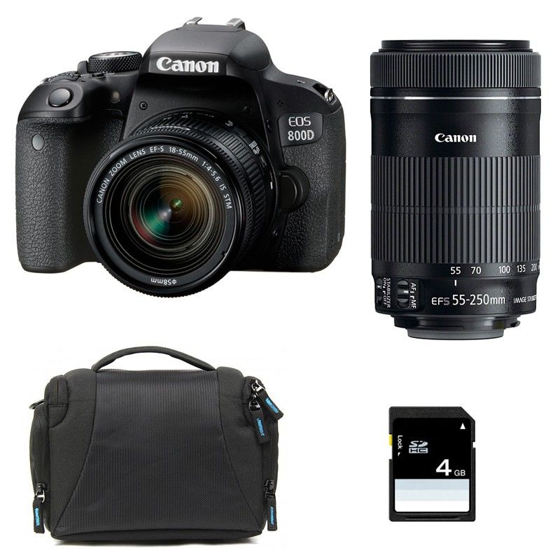 CANON EOS + 18 55 IS STM + 55 250 IS STM + Sac + SD 4Go - vue 2