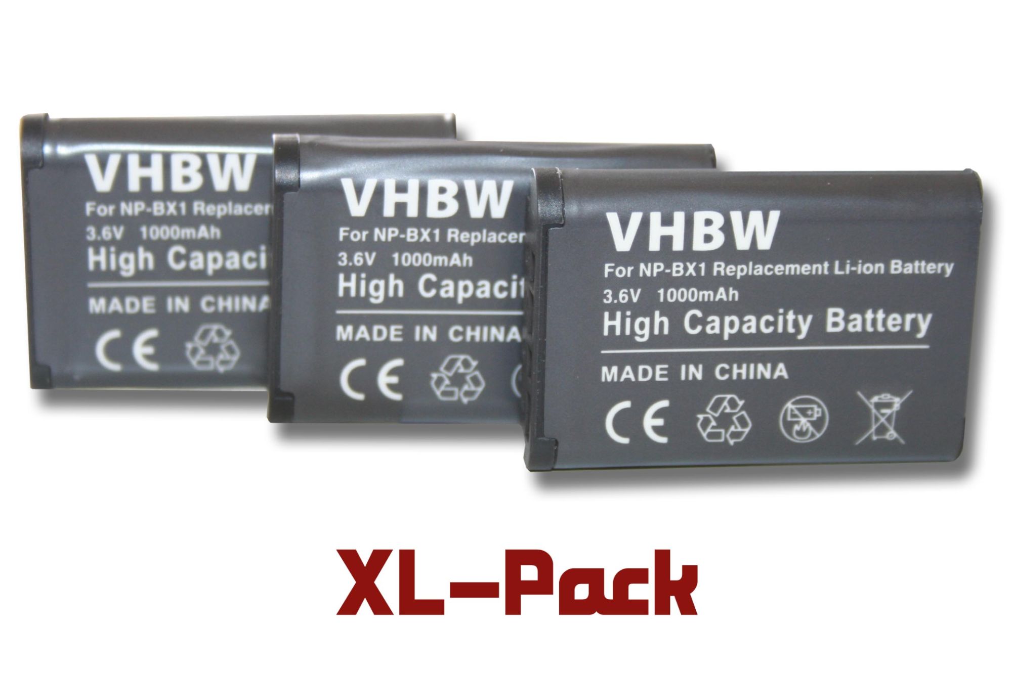 3 x vhbw batterie Set 1000mAh pour caméra Sony Actioncam FDR-X1000V, FDR-X1000VR comme NP-BX1