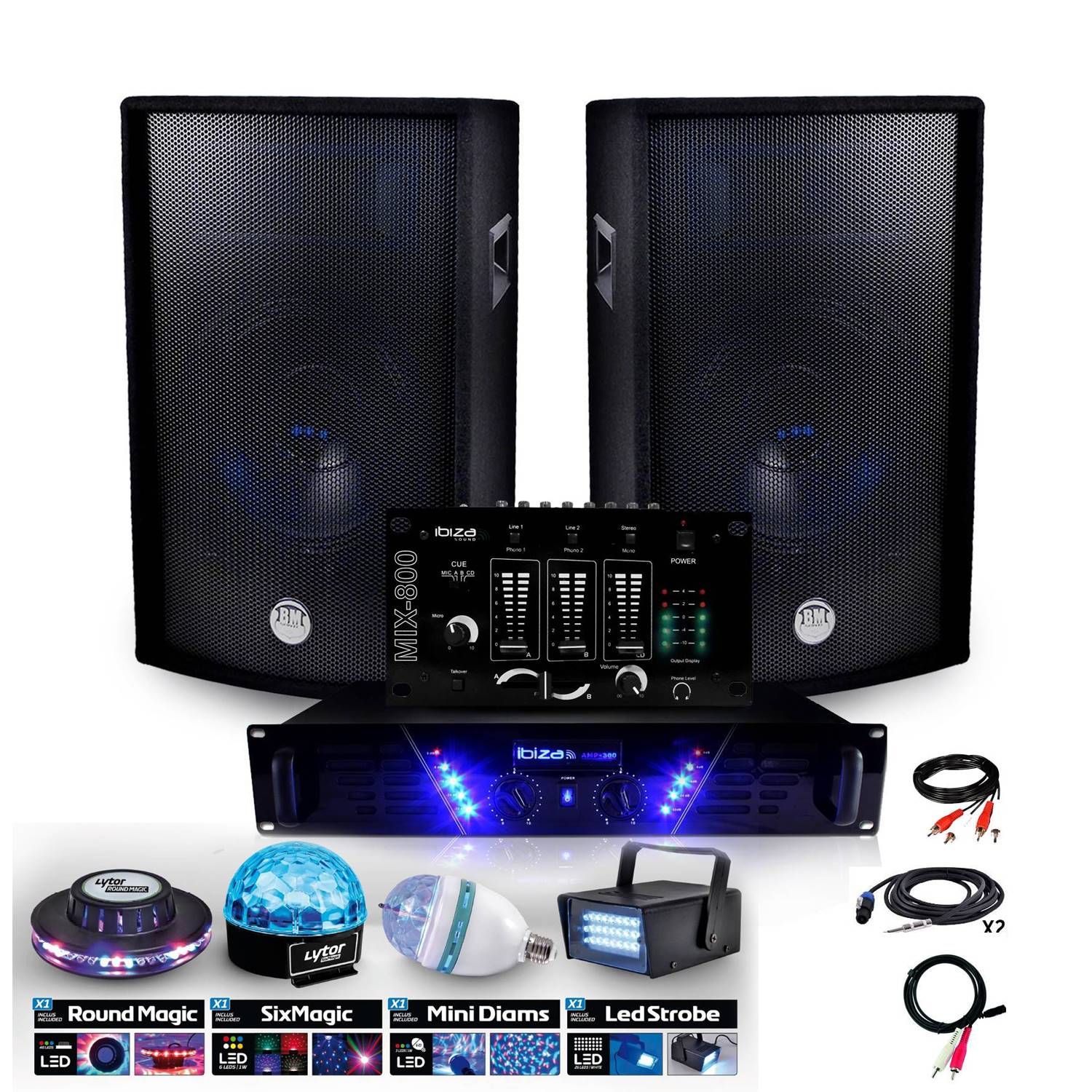 Pack Sono Ampli 480W + HP BMS-12 de 2x600W mix + PACK DIAMS