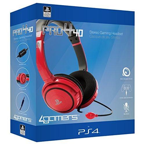 Micro-Casque Gaming Stéréo 4Gamers Pro 40 Rouge Pour PS4