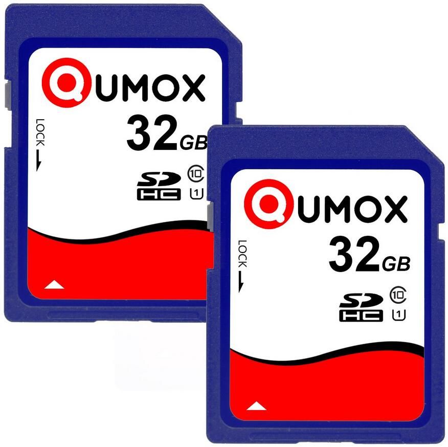 2PCS Carte mémoire SD SDHC Class 10 UHS I QUMOX SD HC
