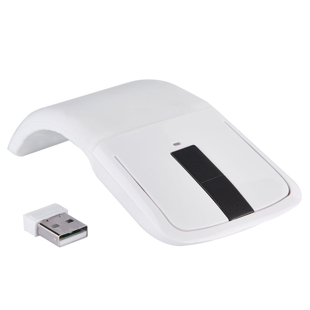 Souris tactile Arc sans fil pliable 2.4GHz, r&eacute;cepteur USB pour pc, ordinateur portable, Smart TV, blanche