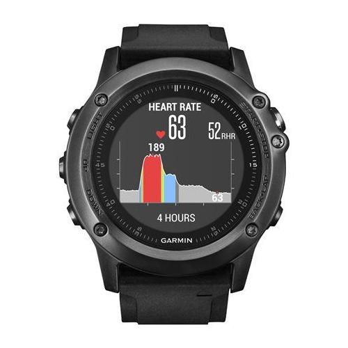 Garmin Fēnix 3 Sapphire Gray Hr - Montre Gps Multisports Outdoor Cardio Poignet - Bracelet Noir