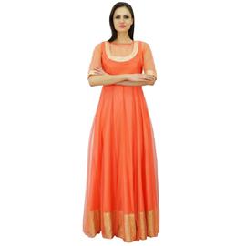 Bimba Aux Femmes Costume Robe De Style Princesse Longueur De Plancher De Salwar Kameez Avec Dupatta Mariage Vêtements Personnalisés Indien Orange