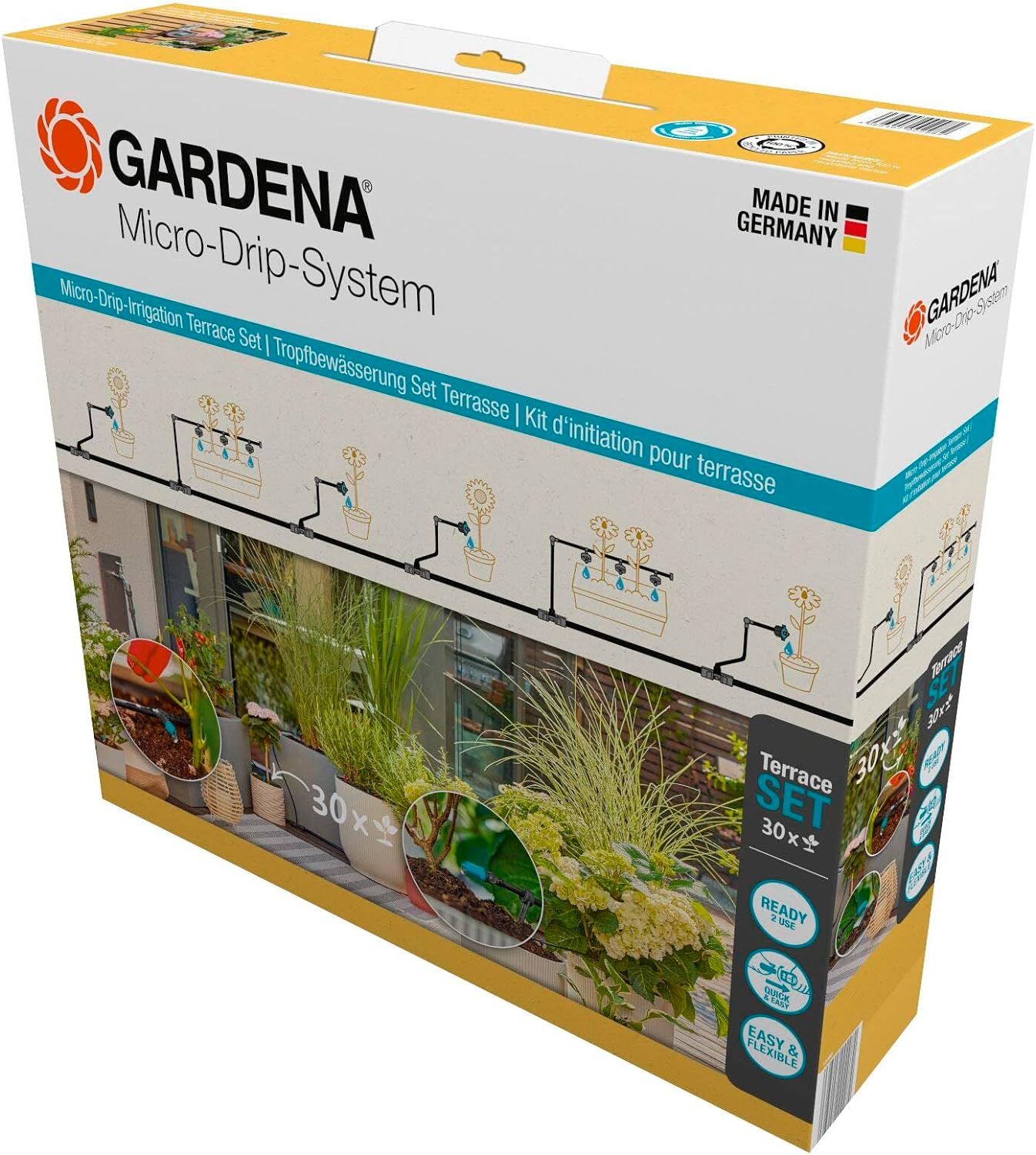 Gardena Système goutte à goutte kit terrasse 30 plantes