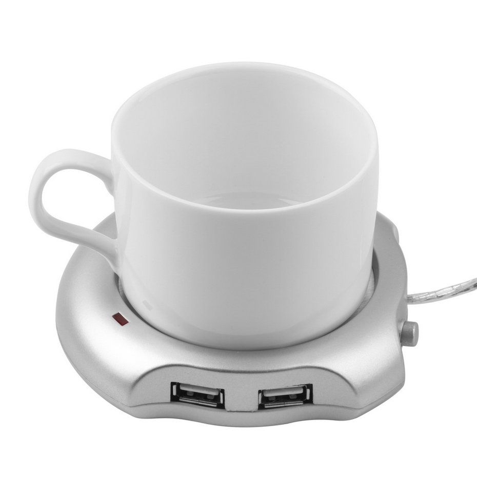 1 pcs Worldwide Beverage Silver Cup 4 Port USB Hub + bouilloire électrique Warmer Chauffe Promotion