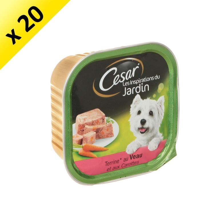 Meilleurs prix pour Cesar Barquette En Terrine Au Veau Et Aux Carottes - Pour Chien Adulte - 300 G X20