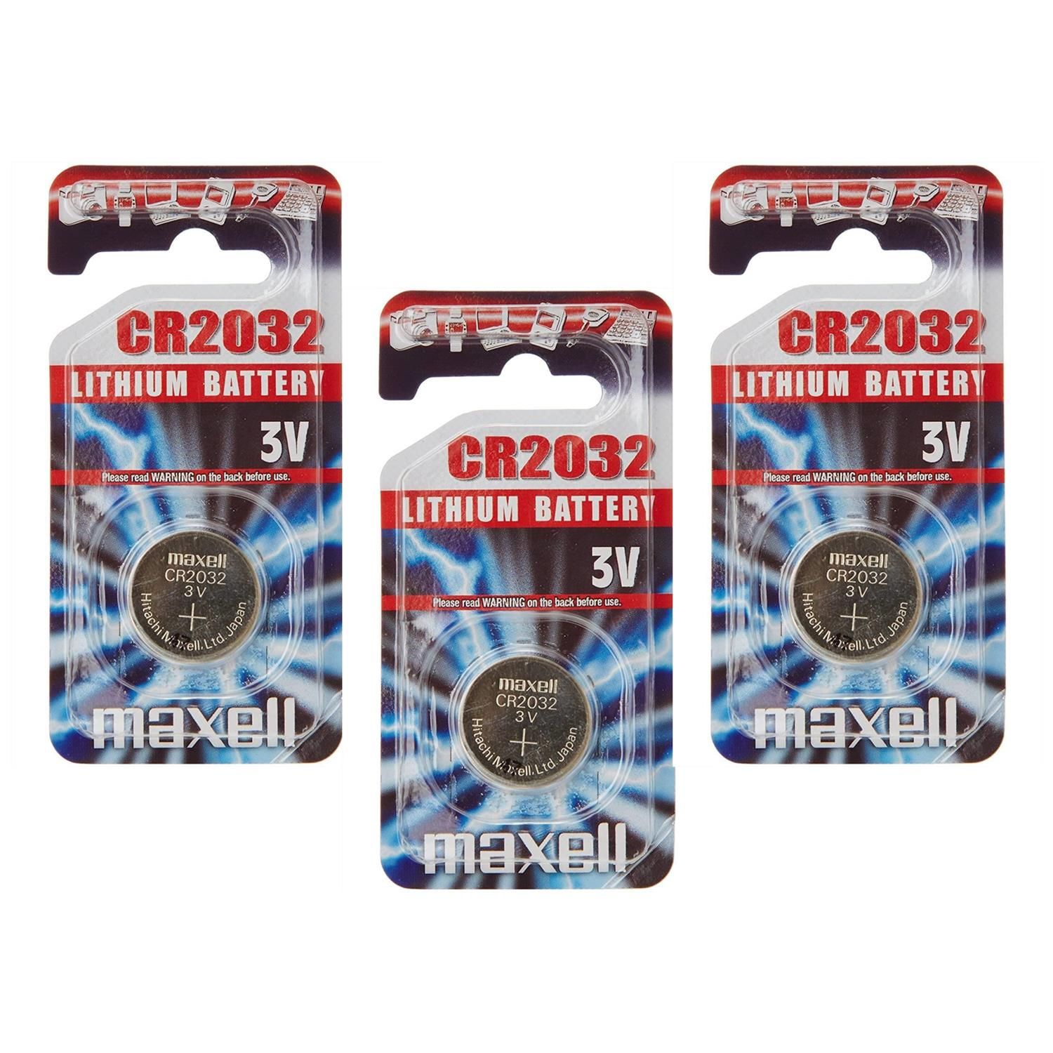MAXELL Lot de 3 Blisters 1 pile bouton lithium CR2032 3V