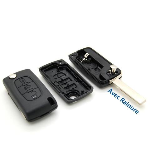 Coque cl/é plip t/él/écommande bouton Phare Peugeot 107 207 307 308 Avec rainure