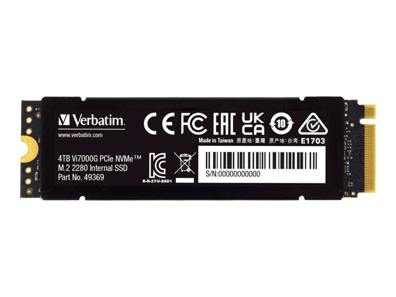 Verbatim Vi7000G Republic of Gamers SSD 4 To interne .2 2280 PCIe 4.0 x4 NVMe dissipateur de chaleur intégré