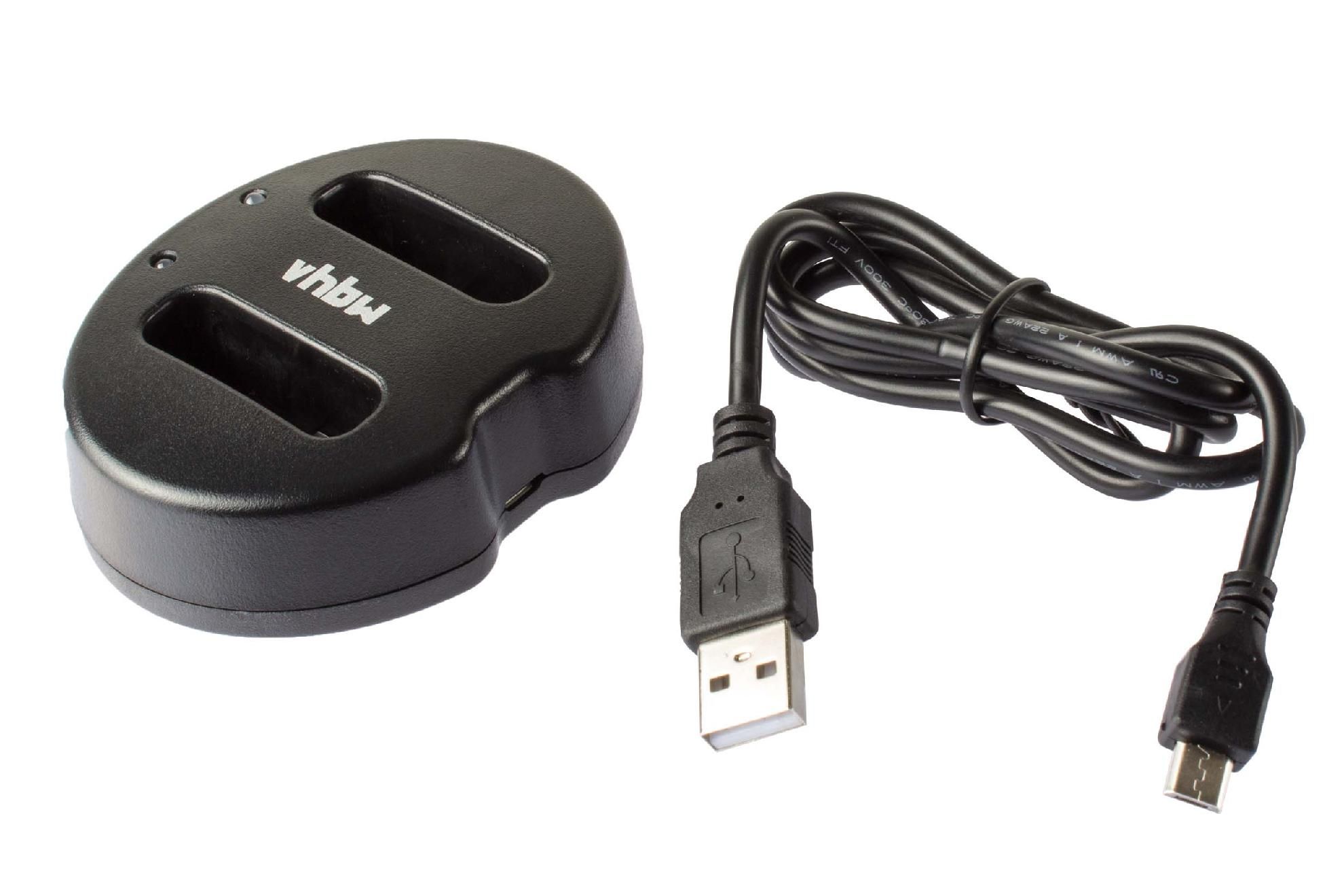 vhbw Chargeur double USB compatible avec Olympus E-400, E-410, E-420, E-450, E-600, E-620 caméra, action-cam - Chargeur, témoin de charge