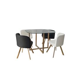 Ensemble Table 4 Chaises Encastrables Noir Et Blanc Flen
