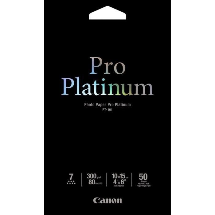 Canon Papier photo 4 × 6” 10 × 15 cm Pro Platinum PT 101 50 feuilles Neuf - vue 2