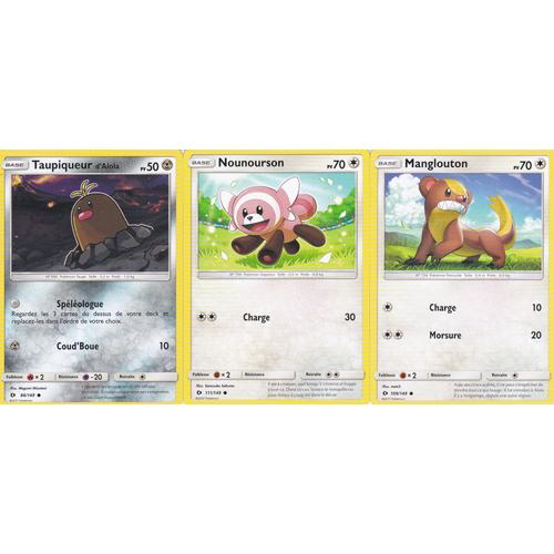 3 Cartes Pokemon Nounourson 111 149 Manglouton 109 149 Taupiqueur D Alola 86 149 Soleil Et Lune Rakuten