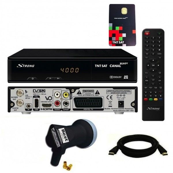 PROMO Récepteur Strong SRT 7404 HD + Carte Viaccess TNTSAT + Câble HDMi 2M + LNB Best 0,1dB