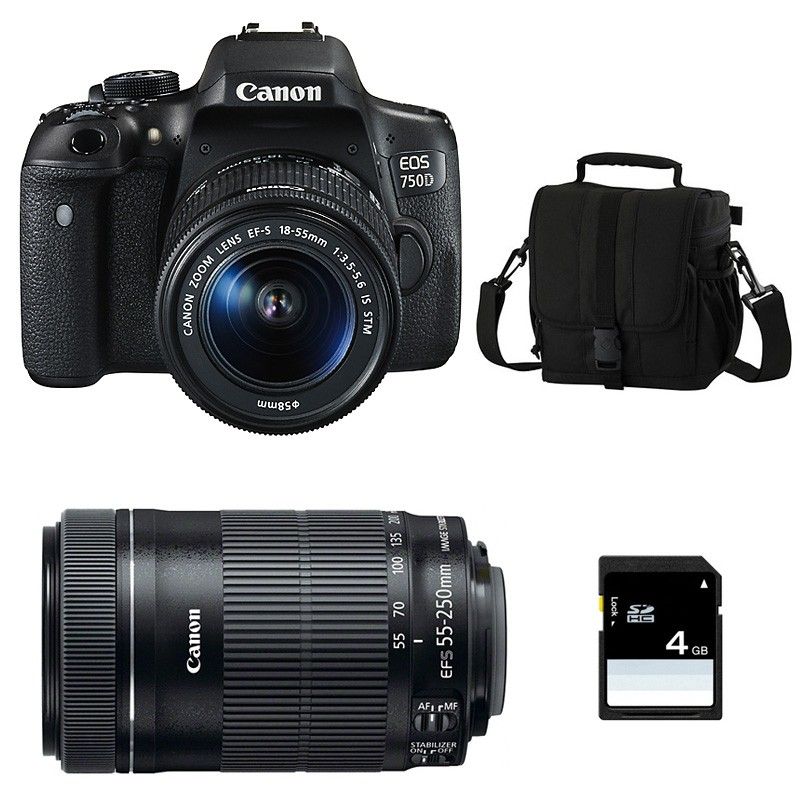 CANON EOS + 18 55 IS STM + 55 250 IS STM + Sac + SD 4Go