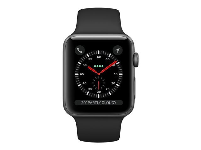 Apple Watch Series 3 (GPS) - Boîtier 42 mm Space Grey Bracelet Sport Noir 140-210 mm