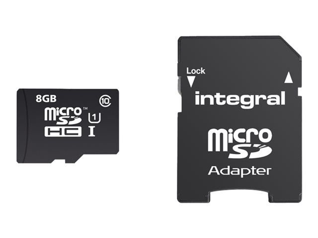 Integral UltimaPro Carte mémoire flash adaptateur microSDHC SD inclus e 8 Go UHS Class 1 / Class10 micro SDHC