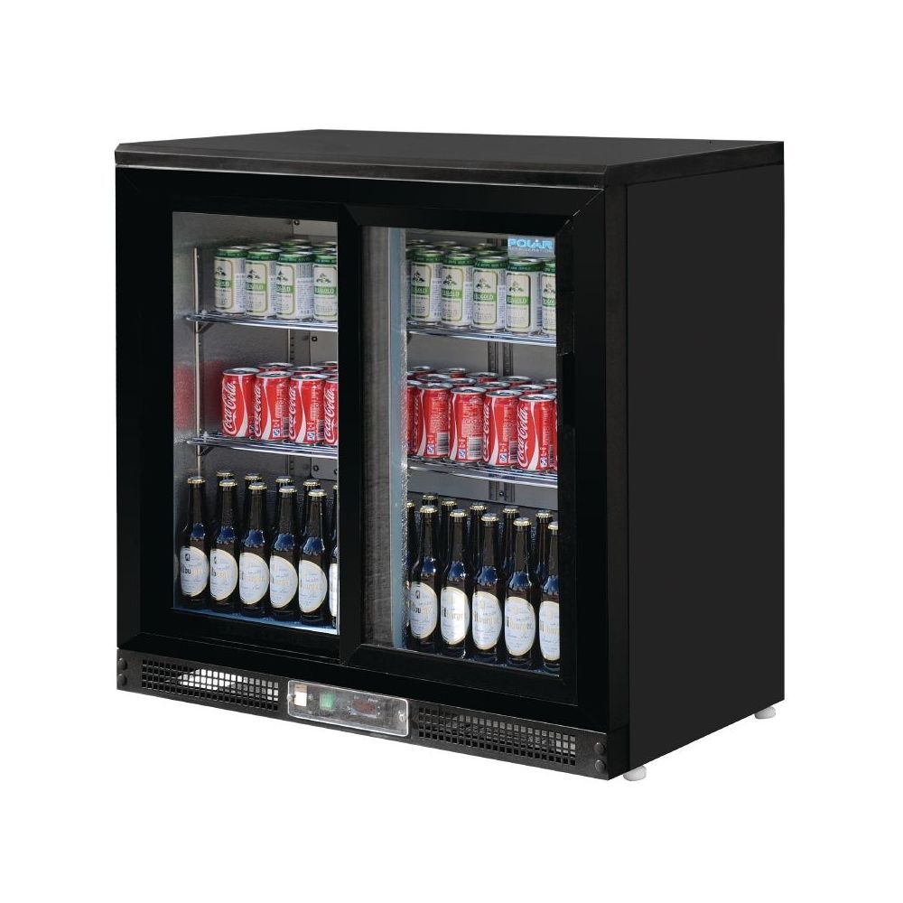 Frigo à bar / Arrière bar portes coulissantes 182 bouteilles Polar . 2 portes coulissantes.