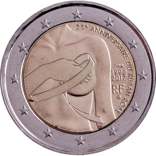 25 anniversaire du ruban rose Euro Piece 2 Euros Commemorative 2017 France 25 Eme 25 anniversaire du ruban rose