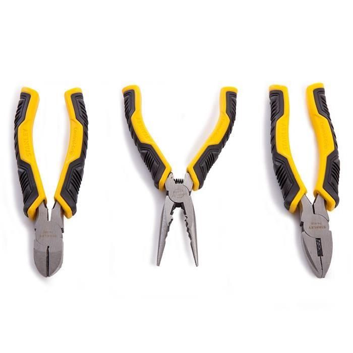 STANLEY Set de 3 pinces coupante / universelle / a bec long
