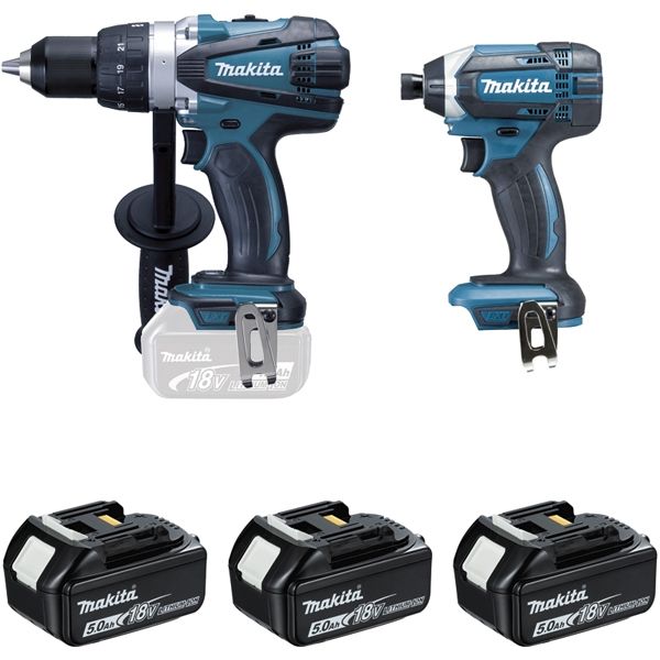 Ensemble de 2 machines MAKITA Perceuse DDF458 + Visseuse à chocs DTD152 + 3 batteries, chargeur, coffret - DLX2144TJ1