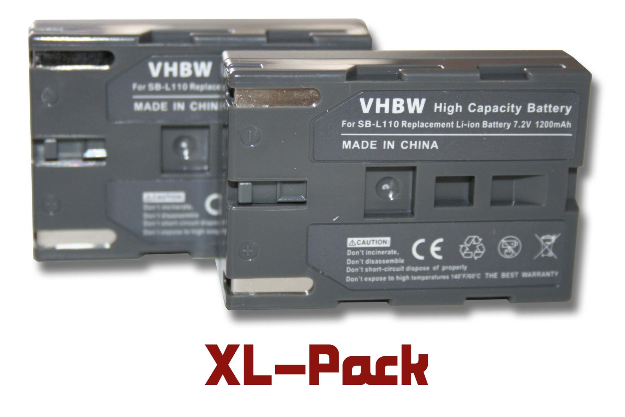 vhbw 2x Batteries compatible avec Samsung SC-D20, SC-D21, SC-D23, SC-D130, SC-D180, SC-D190, P-D80 caméra vidéo caméscope (600mAh, 7,2V, Li-ion)