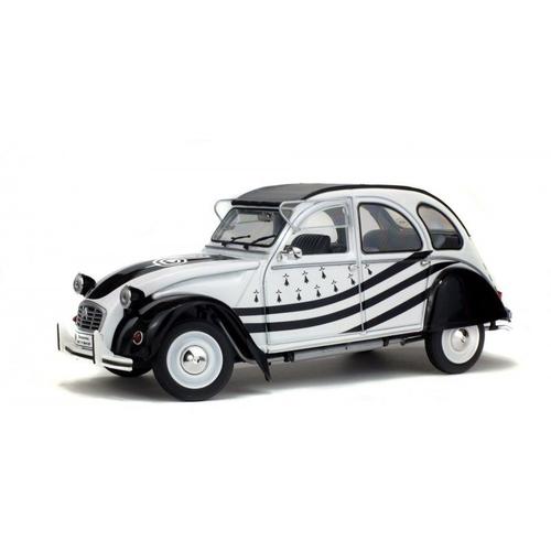 Jeux De Plage Solido S1850018 - Citroën 2 Cv 6 Bzh 1986 - Blanc/Noir - Echelle 1/18