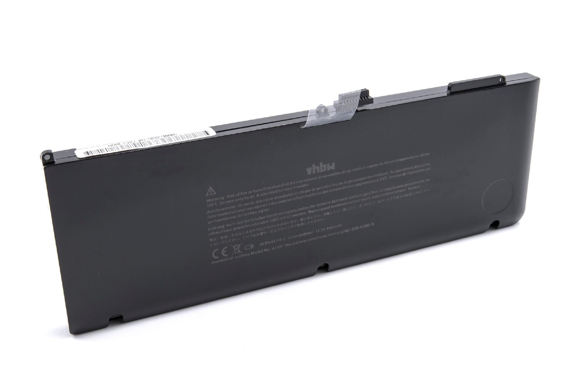 vhbw Li-Polymère batterie 4400mAh (11.1V) noir pour laptop notebook Apple Macbook Pro 15.4"" 2.8GHz Core 2 Duo, 15.4"" 3.06GHz Core 2 Duo