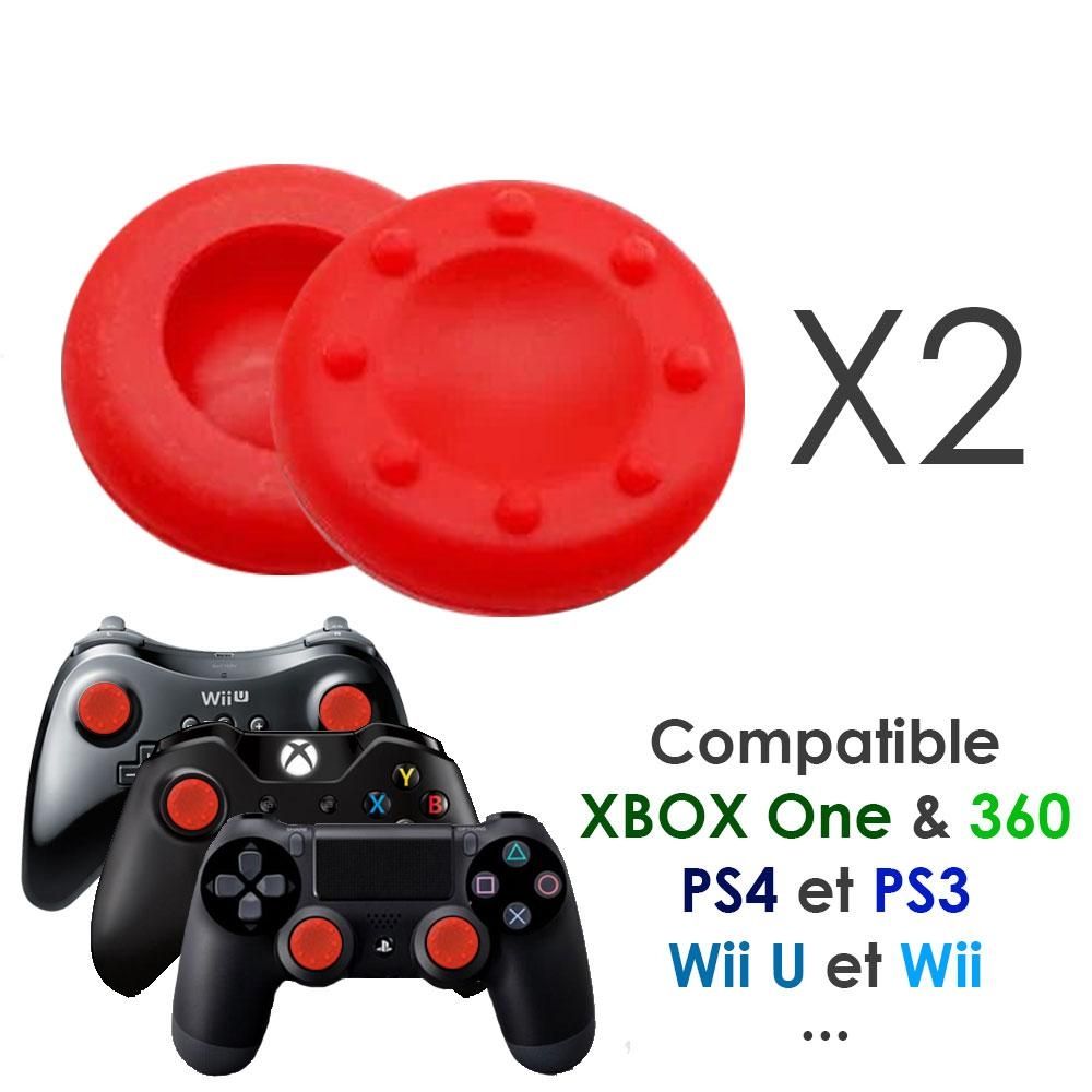 Paire De Protection Grip Silicone Pour Joystick De Ps4 Ps3 Xbox... Rouge